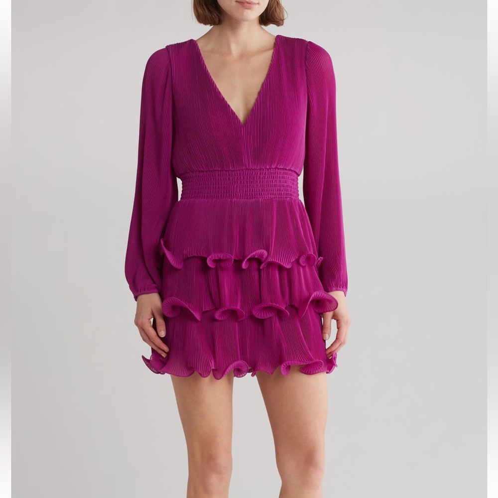 Milly Ryan Pleated Long Sleeve Dress